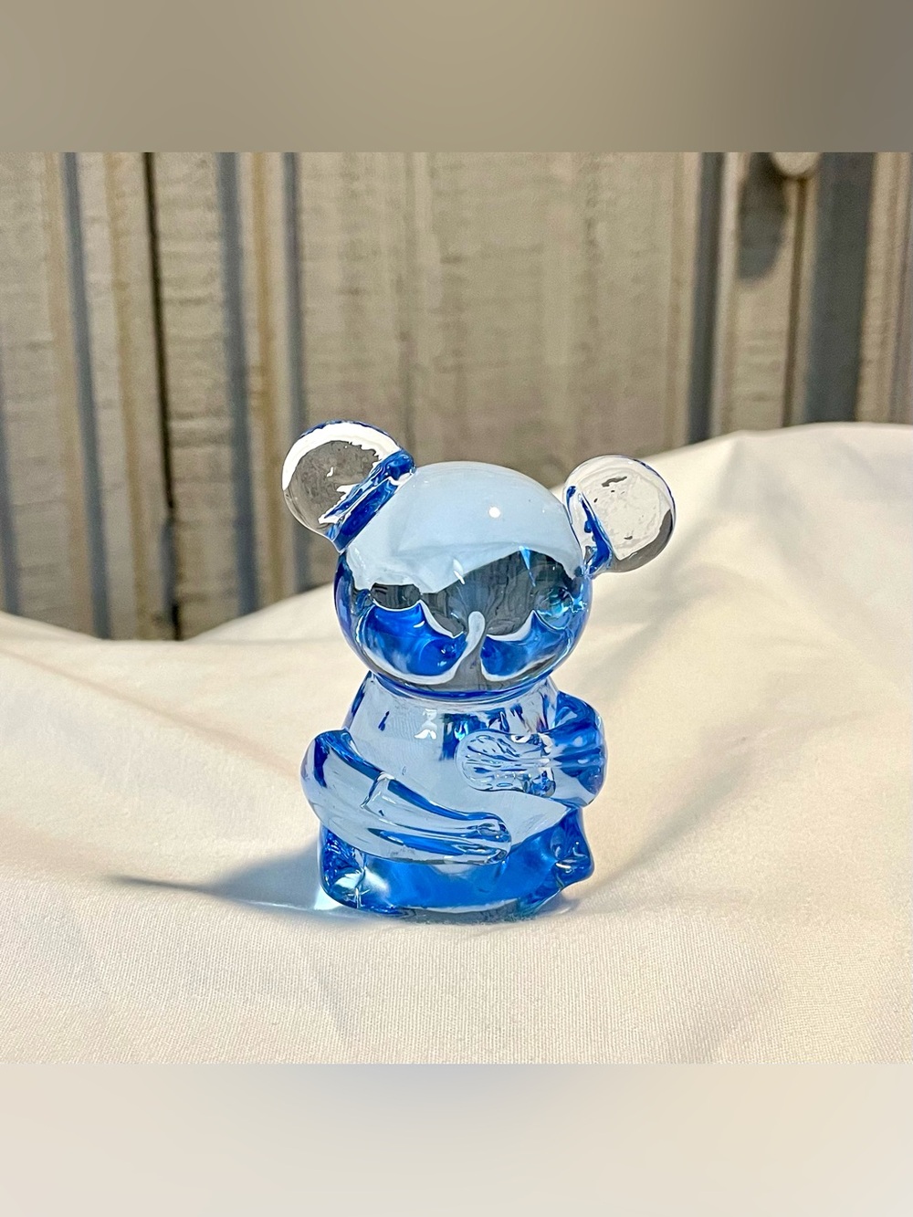 VNTG ‘90 Lead Crystal Bear~US Commemorative Fine Art Gallery -Paperweight- Blue